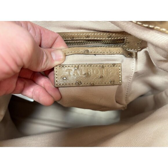Talbots Light Brown Ostrich Leather Textured Hobo Bag Purse - Picture 15 of 17